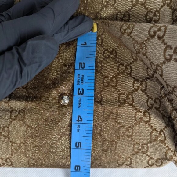 Auth Gucci GG Lurex Heart Bit Canvas Handbag Brown/Bronze Made in Italy - Picture 11 of 13